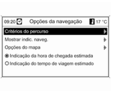 Opções da navegação