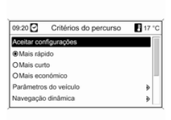 Critérios do percurso