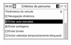 Critérios do percurso