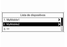 Ligação de um telemóvel memorizado na lista de dispositivos
